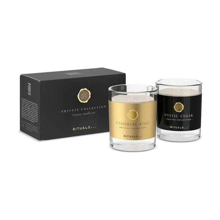 Rituals Private Collection Luxury Candle Set 2 x 60g Cashmere Rose + Mystic Cedar Scented Candle